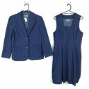 ブレザー ジャンパースカート 上下2点セット 冬物 女子 学生服 中学 高校 紺 制服 中古 ランクC NA7594