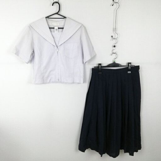 セーラー服 スカート 上下2点セット 夏物 白2本線 女子 学生服 福岡三池高校 白 制服 中古 ランクC NA7685 セーラー服 スカート 上下2点セット 夏物 白2本線 女子 学生服 福岡三池高校 白 制服 中古 ランクC NA7685