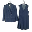 ブレザー ジャンパースカート 上下2点セット 冬物 女子 学生服 佐賀北高校 紺 制服 中古 ランクC NA7688