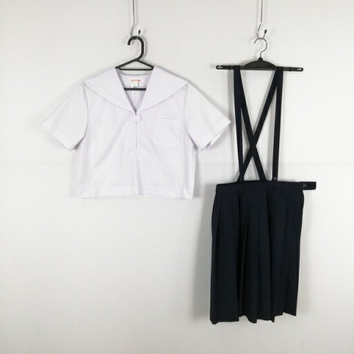 セーラー服 スカート 上下2点セット 165A トンボ 夏物 女子 学生服 中学 高校 白 制服 中古 ランクC NA7766 セーラー服 スカート 上下2点セット 165A トンボ 夏物 女子 学生服 中学 高校 白 制服 中古 ランクC NA7766