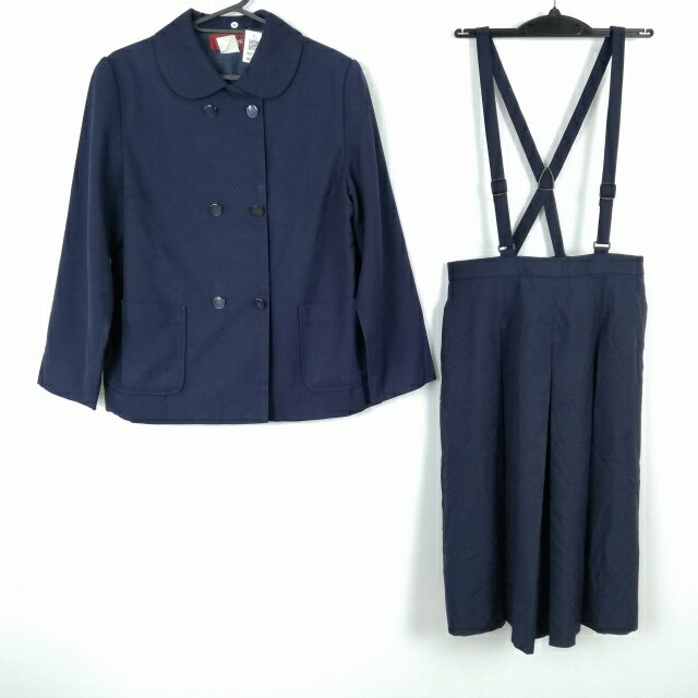 ジャケット スカート 上下2点セット トンボ 冬物 女子 学生服 中学 高校 紺 制服 中古 ランクC NA7790
