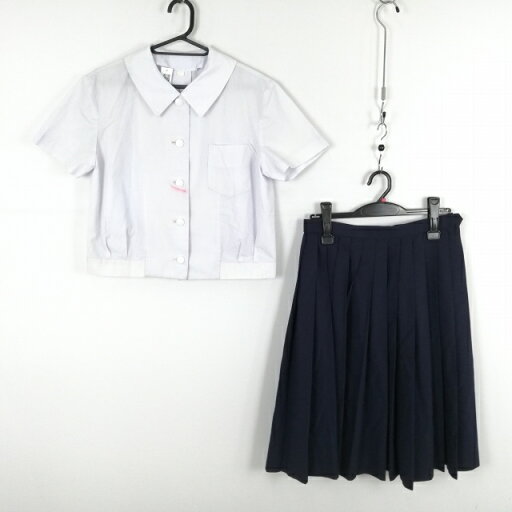 ブラウス スカート 上下2点セット 大きいサイズ 夏物 女子 学生服 中学 高校 白 制服 中古 ランクC NA7905 ブラウス スカート 上下2点セット 大きいサイズ 夏物 女子 学生服 中学 高校 白 制服 中古 ランクC NA7905