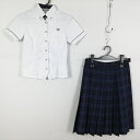 ブラウス チェックスカート 上下2点セット 150A 夏物 女子 学生服 中学 高校 白 制服 中古 ランクB NA7921