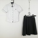 ブラウス チェックスカート 上下2点セット 155A 夏物 女子 学生服 中学 高校 白 制服 中古 ランクC NA7923