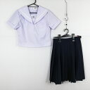 セーラー服 スカート 上下2点セット 155A 富士ヨット 夏物 白2本線 女子 学生服 兵庫琴陵中学 白 制服 中古 ランクC NA8061