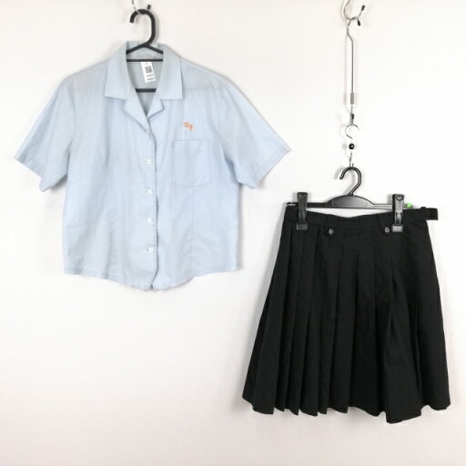 ブラウス スカート 上下2点セット L 大きいサイズ 夏物 女子 学生服 中学 高校 水色 制服 中古 ランクC NA8064 ブラウス スカート 上下2点セット L 大きいサイズ 夏物 女子 学生服 中学 高校 水色 制服 中古 ランクC NA8064