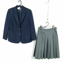 ブレザー スカート 上下2点セット 大きいサイズ 冬物 女子 学生服 中学 高校 紺 制服 中古 ランクC NA8100