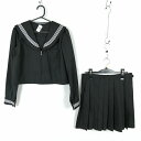 コスプレ セーラー服 ミニスカート 上下2点セット L 白3本線 女子 学生服 中学 高校 黒 制服 中古 GM1818