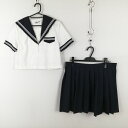 コスプレ セーラー服 ミニスカート 上下2点セット M 白2本線 女子 学生服 中学 高校 白 制服 中古 GM1972