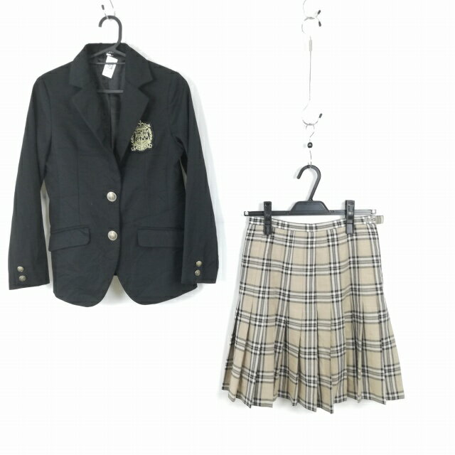 コスプレ ブレザー チェックスカート 上下2点セット 150 女子 学生服 中学 高校 紺 制服 中古 GM1976