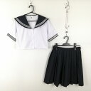 コスプレ セーラー服 スカート 上下2点セット M 白3本線 女子 学生服 中学 高校 白 制服 中古 GM2005