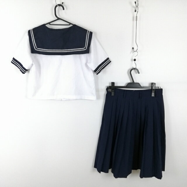 コスプレ セーラー服 スカート 上下2点セット 白2本線 女子 学生服 中学 高校 白 制服 中古 GM2019