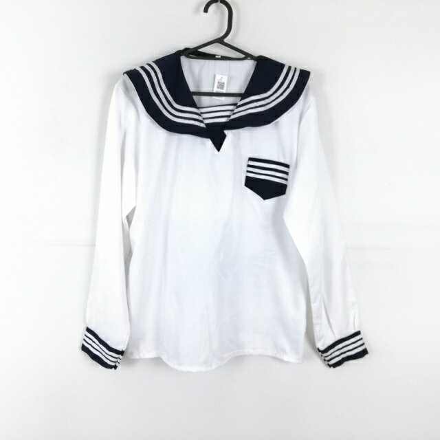 コスプレ セーラー服 上着 3XL 大きいサイズ 白3本線 女子 学生服 中学 高校 白 制服 中古 GM2037