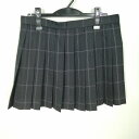 スクールスカート 大きいサイズ 冬物 w75-丈40 チェック 中学 高校 ミニ丈 プリーツ 学生服 制服 女子 中古 HK1217
