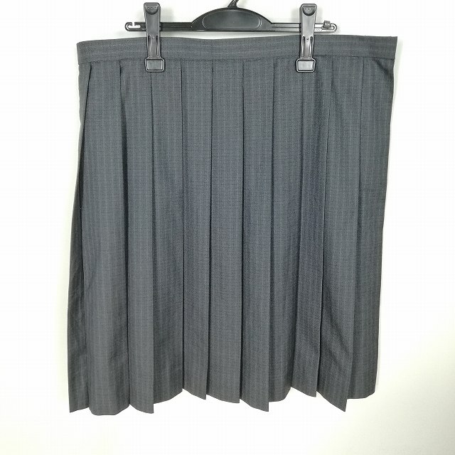 スクールスカート 大きいサイズ 冬物 w90-丈62 チェック 中学 高校 プリーツ 学生服 制服 女子 中古 HK1231