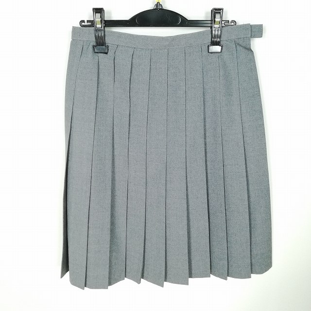 スクールスカート 夏物 w69-丈59 グレー 中学 高校 プリーツ 学生服 制服 女子 中古 HK1250