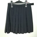 スクールスカート 夏物 w63-丈50 紺 中学 高校 プリーツ 学生服 制服 女子 中古 HK1270