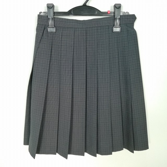 スクールスカート 夏物 w63-丈55 チェック 中学 高校 プリーツ 学生服 制服 女子 中古 HK6088