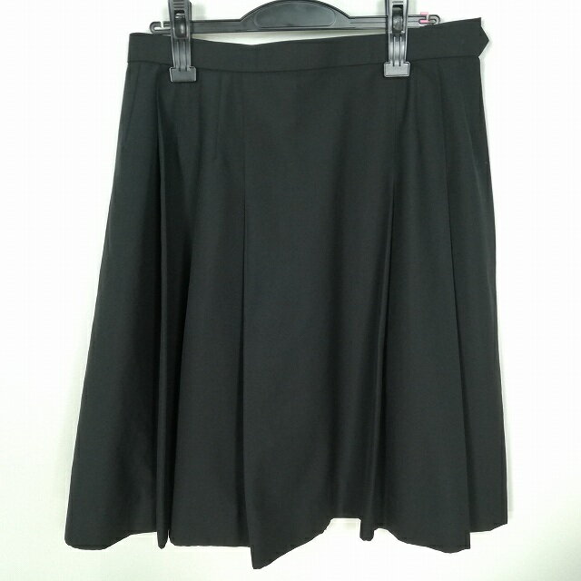スクールスカート 大きいサイズ 夏物 w72-丈60 黒 山口岩国高校 プリーツ 学生服 制服 女子 中古 HK8459