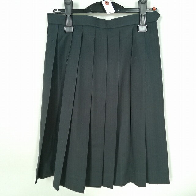 スクールスカート 冬物 w60-丈57 グレー 中学 高校 プリーツ 学生服 制服 女子 中古 HK8470