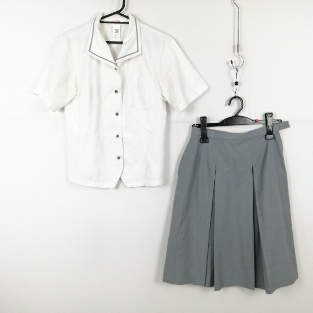 ブラウス スカート 上下2点セット L 夏物 女子 学生服 宮崎南高校 白 制服 中古 ランクC NA8179