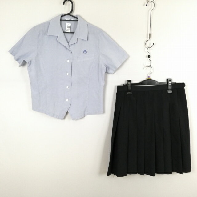 ブラウス スカート 上下2点セット LL 大きいサイズ 富士ヨット 夏物 女子 学生服 宮崎小林高校 グレー 制服 中古 ランクC NA8354
