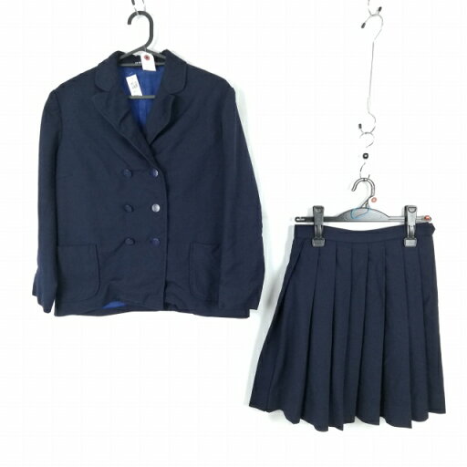 ブレザー スカート 上下2点セット 大きいサイズ 冬物 女子 学生服 中学 高校 紺 制服 中古 ランクC NA8414 ブレザー スカート 上下2点セット 大きいサイズ 冬物 女子 学生服 中学 高校 紺 制服 中古 ランクC NA8414