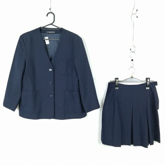 イートン スカート 上下2点セット 大きいサイズ 冬物 女子 学生服 中学 高校 紺 制服 中古 ランクC NA8418