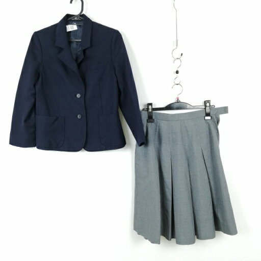 ブレザー スカート 上下2点セット 冬物 女子 学生服 中学 高校 紺 制服 中古 ランクC NA8577 ブレザー スカート 上下2点セット 冬物 女子 学生服 中学 高校 紺 制服 中古 ランクC NA8577