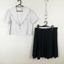セーラー服 スカート 上下2点セット 大きいサイズ 夏物 白3本線 女子 学生服 兵庫姫路南高校 白 制服 中古 ランクC NA8606