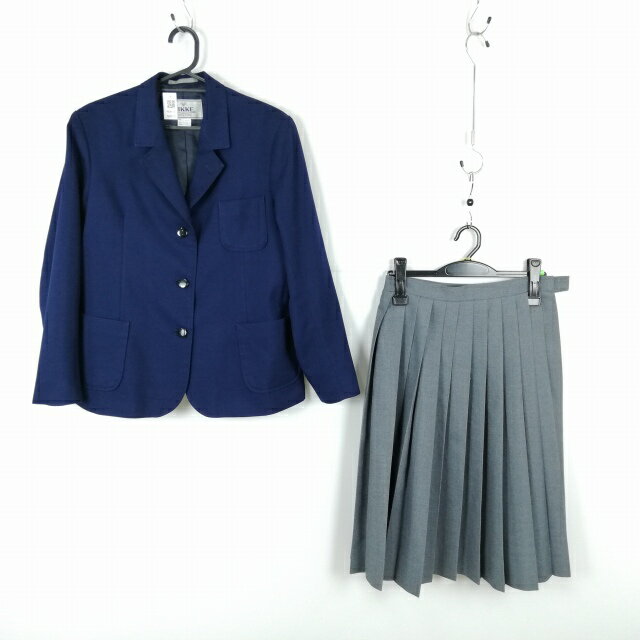 ブレザー スカート 上下2点セット 指定 冬物 女子 学生服 中学 高校 紺 制服 中古 ランクC NA8616
