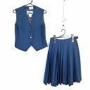ベスト スカート 上下2点セット 冬物 女子 学生服 中学 高校 花紺 制服 中古 ランクC NA8676