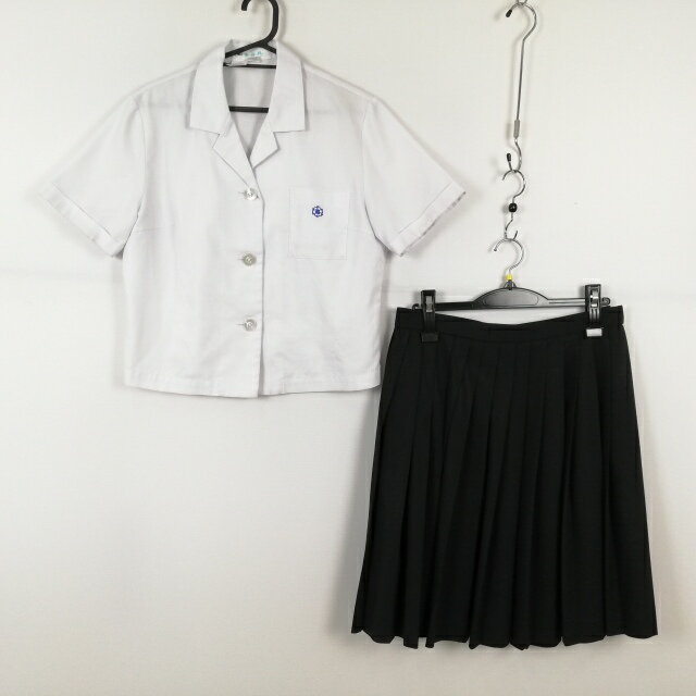 ブラウス スカート 上下2点セット 165A 大きいサイズ 夏物 女子 学生服 高知追手前高校 白 制服 中古 ランクC NA8821