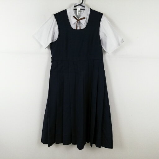 ジャンパースカート 紐タイ バスト94 ウエスト82 冬物 女子 学生服 中学 高校 紺 制服 中古 ランクC NA9084 ジャンパースカート 紐タイ バスト94 ウエスト82 冬物 女子 学生服 中学 高校 紺 制服 中古 ランクC NA9084