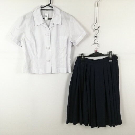 ブラウス スカート 上下2点セット LL 大きいサイズ 夏物 女子 学生服 中学 高校 白 制服 中古 ランクC EY0652 ブラウス スカート 上下2点セット LL 大きいサイズ 夏物 女子 学生服 中学 高校 白 制服 中古 ランクC EY0652