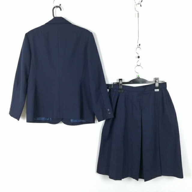 ブレザー スカート 上下2点セット 冬物 女子 学生服 中学 高校 紺 制服 中古 ランクC EY0932