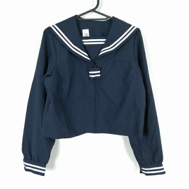 コスプレ セーラー服 上着 L 白2本線 女子 学生服 中学 高校 紺 制服 中古 GM1589