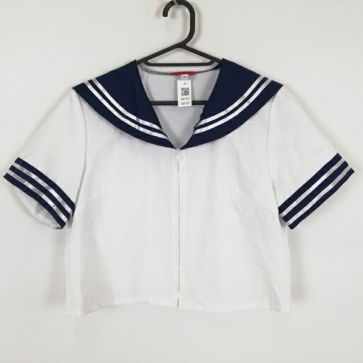 コスプレ セーラー服 上着 M 白2本線 女子 学生服 中学 高校 白 制服 中古 GM1597 コスプレ セーラー服 上着 M 白2本線 女子 学生服 中学 高校 白 制服 中古 GM1597