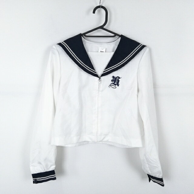 コスプレ セーラー服 上着 M 白2本線 女子 学生服 中学 高校 白 制服 中古 GM1638