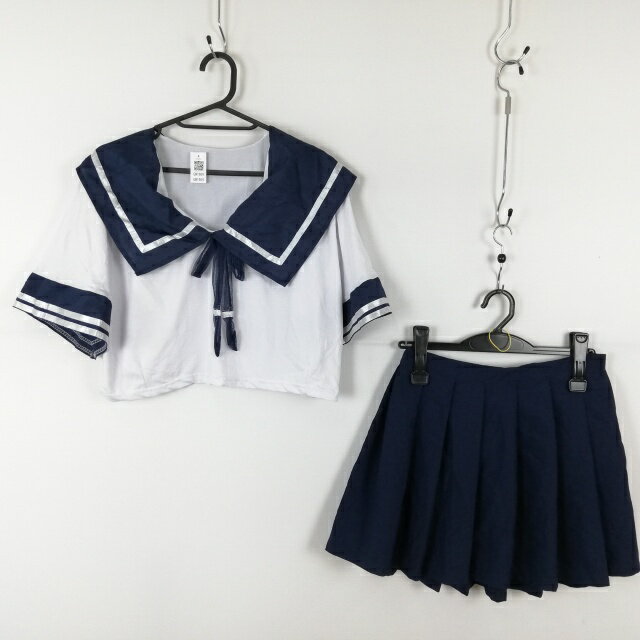 コスプレ セーラー服 マイクロミニスカート 上下3点セット 大きいサイズ 特大 白1本線 女子 学生服 中学 高校 白 制服 中古 GM1909