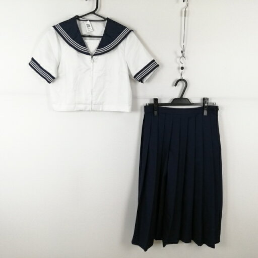 コスプレ セーラー服 スカート 上下2点セット M 白3本線 女子 学生服 中学 高校 白 制服 中古 GM1916 コスプレ セーラー服 スカート 上下2点セット M 白3本線 女子 学生服 中学 高校 白 制服 中古 GM1916
