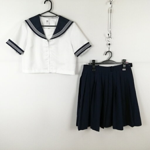 コスプレ セーラー服 スカート 上下2点セット L 白3本線 女子 学生服 中学 高校 白 制服 中古 GM1917 コスプレ セーラー服 スカート 上下2点セット L 白3本線 女子 学生服 中学 高校 白 制服 中古 GM1917