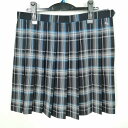 スクールスカート 大きいサイズ 冬物 w78-丈49 チェック 小見川高校 プリーツ 学生服 制服 女子 中古 HK1091