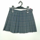 スクールスカート 夏物 w63-丈34 チェック 中学 高校 マイクロミニ プリーツ 学生服 制服 女子 中古 HK6301