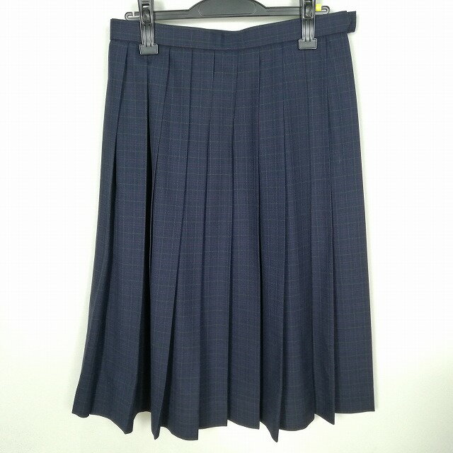スクールスカート 冬物 w69-丈69 チェック 中学 高校 プリーツ 学生服 制服 女子 中古 HK9844