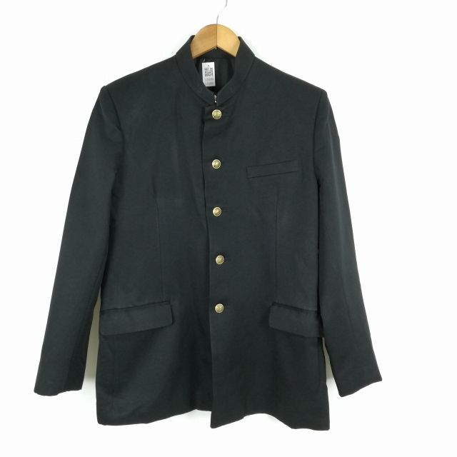 学生服 学ラン 男子 上着 丸洗い可 標準型学生服 詰襟 カシドス 黒 中古 ランクC a3 JJ5899