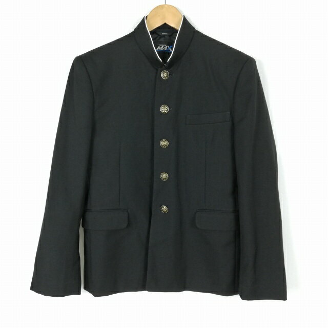 学生服 学ラン 160A 男子 トンボ 上着 ウール混 標準型学生服 ラウンドカラー サージ 黒 中古 ランクB a3 JJ6121