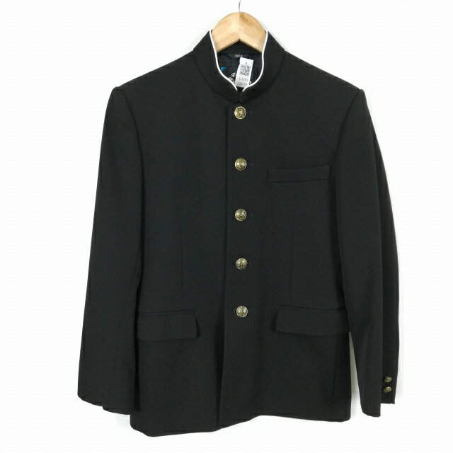 学生服 学ラン 160A 男子 カンコー Dry Wash 上着 ウール混 標準型学生服 ラウンドカラー カシドス 黒 中古 ランクB a3 JJ6203