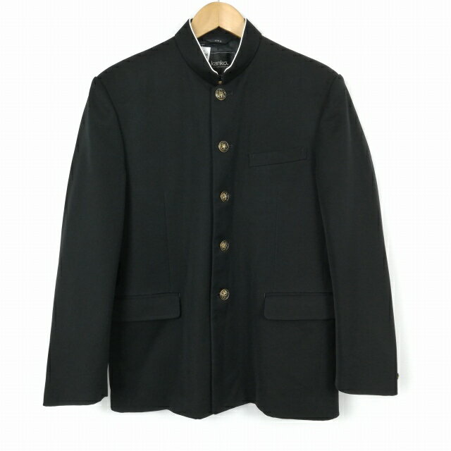 学生服 学ラン 170A 男子 カンコー 上着 標準型学生服 ラウンドカラー カシドス 黒 中古 ランクC a3 JJ6215