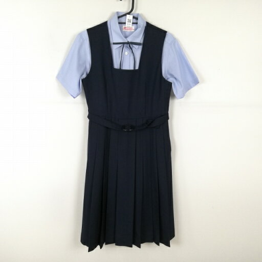 ジャンパースカート 紐タイ バスト88 ウエスト74 冬物 女子 学生服 中学 高校 紺 制服 中古 ランクC NA4983 ジャンパースカート 紐タイ バスト88 ウエスト74 冬物 女子 学生服 中学 高校 紺 制服 中古 ランクC NA4983